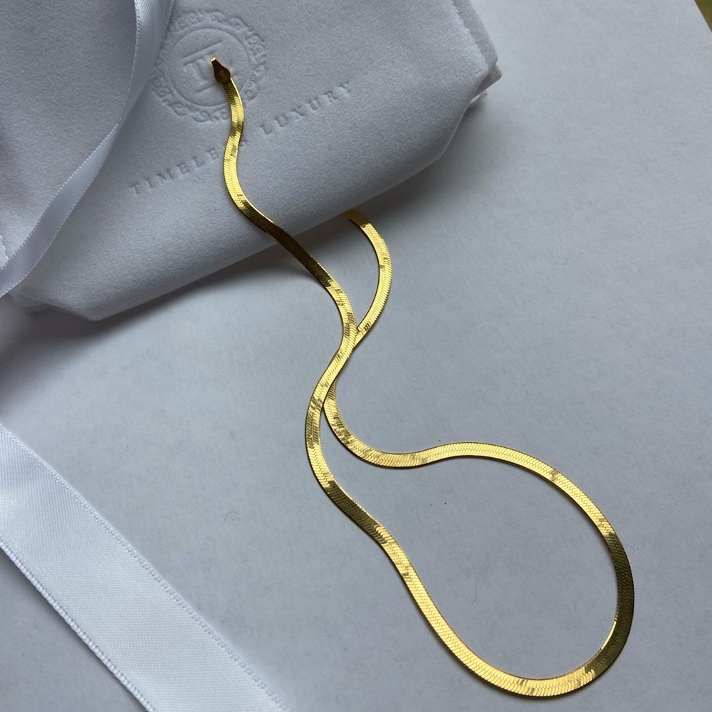 Timeless Luxury Stainless Steel Herringbone Gold Necklace